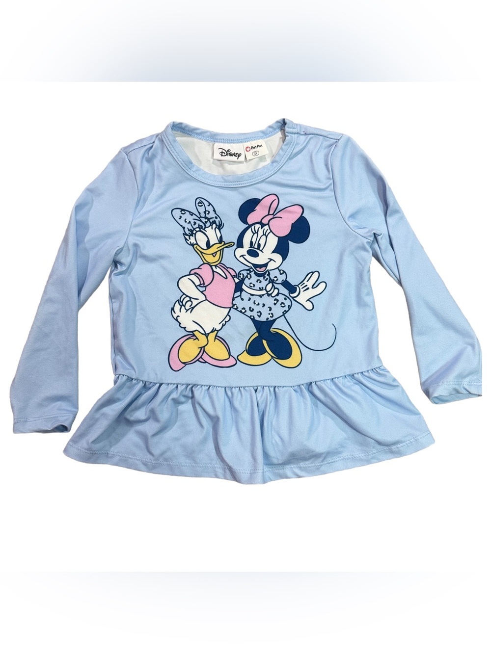 Disney PatPat Minnie Mouse Daisy Duck Peplum Top Girls Size 3T Periwinkle